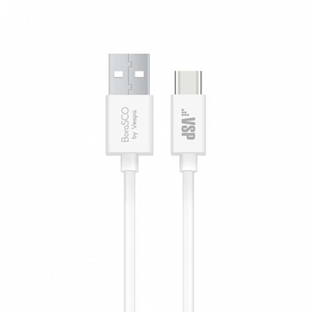 Дата-кабель USB - Type-C, 2А, 1м, белый, BoraSCO