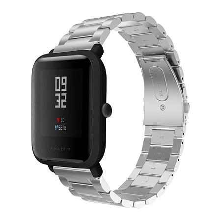 Стальной браслет для Amazfit Bip Metal Silver
